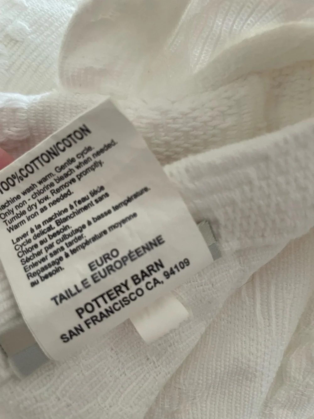 Pottery Barn Euro sham cushion cover off white jacquard XL